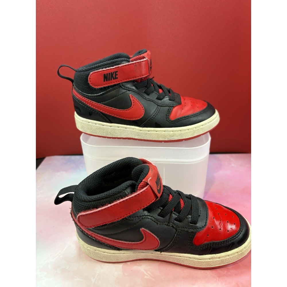 Nike Kids Court Borough Mid Sneakers Black/Red SZ 9c - Picture 2 of 6